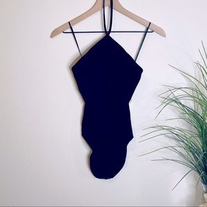 Capulet Black halter ribbed bodysuit size XS